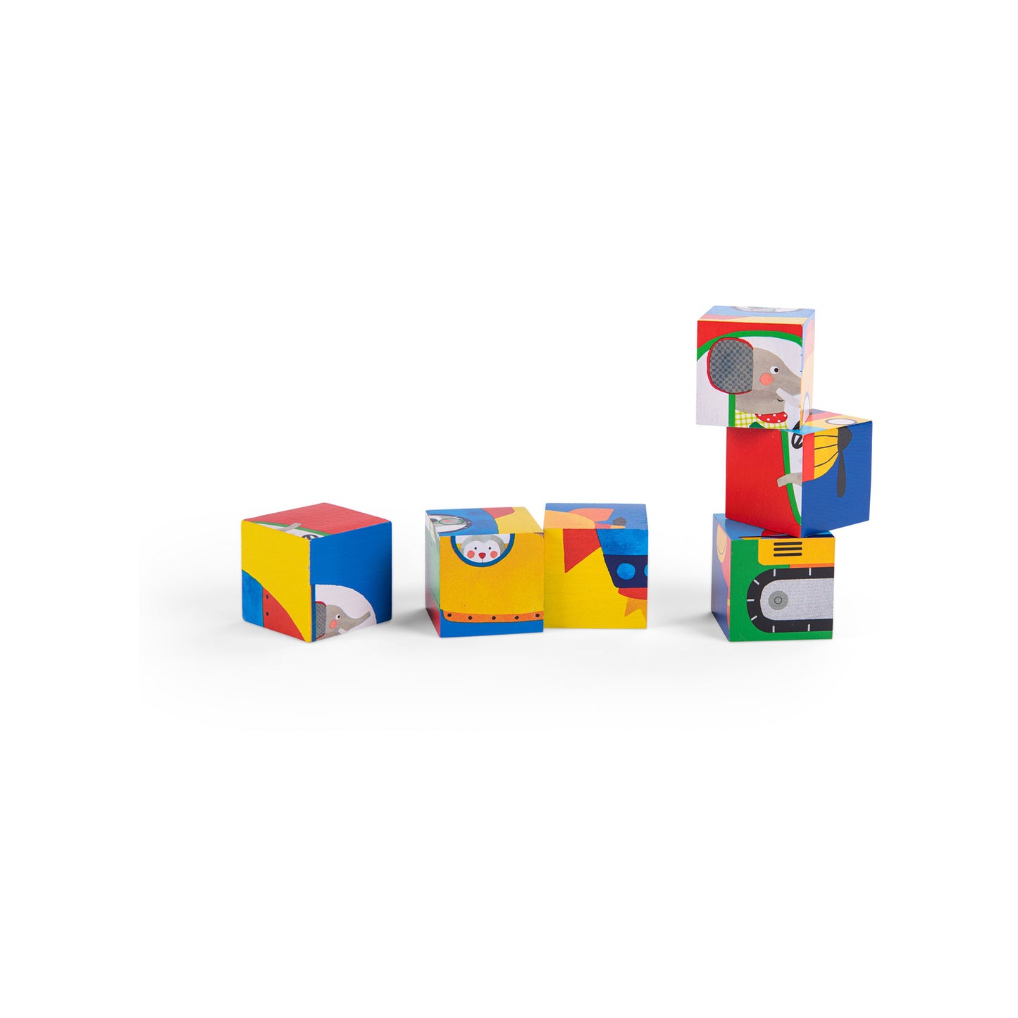 Moulin Roty 6 cubes puzzle Les Popipop