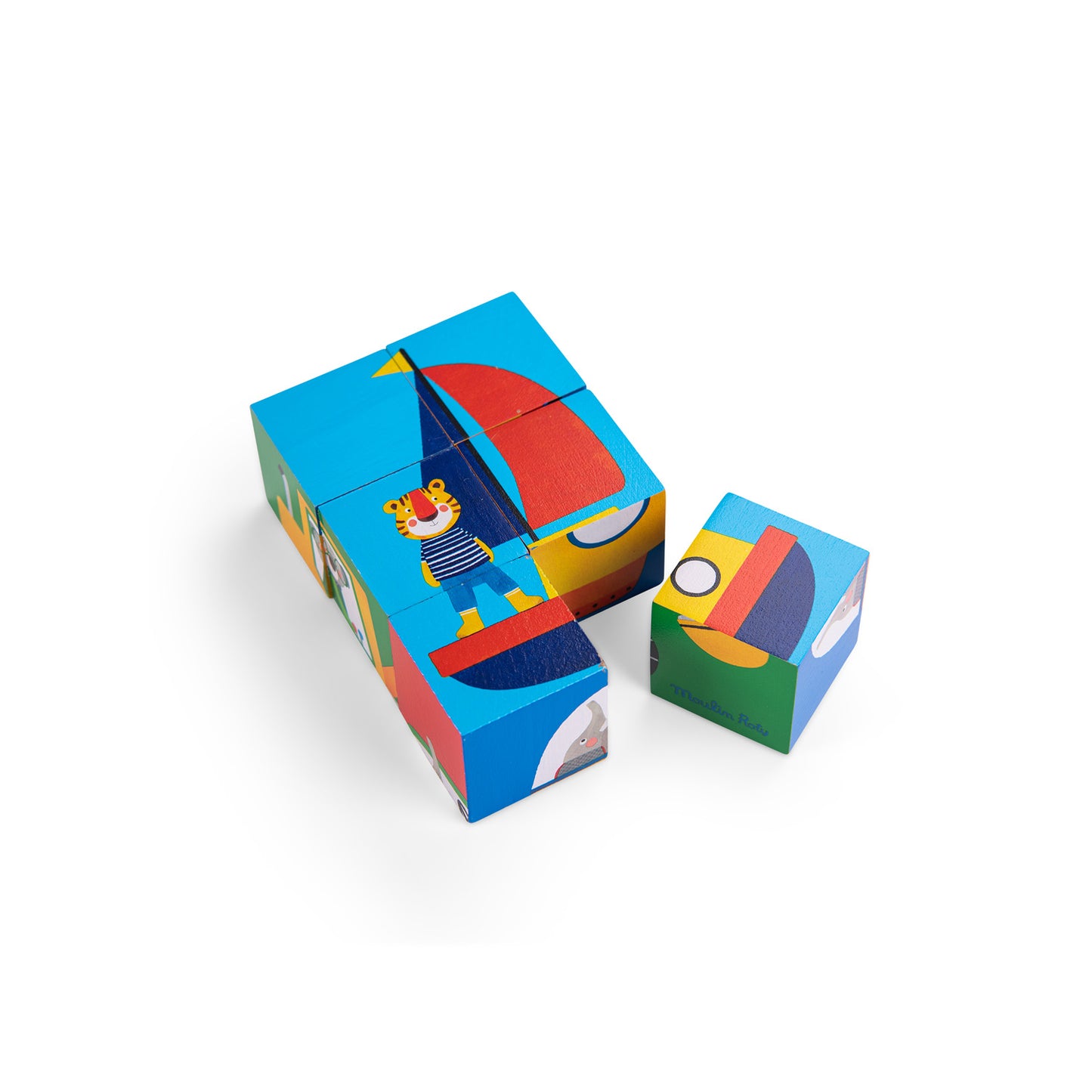 Moulin Roty 6 cubes puzzle Les Popipop