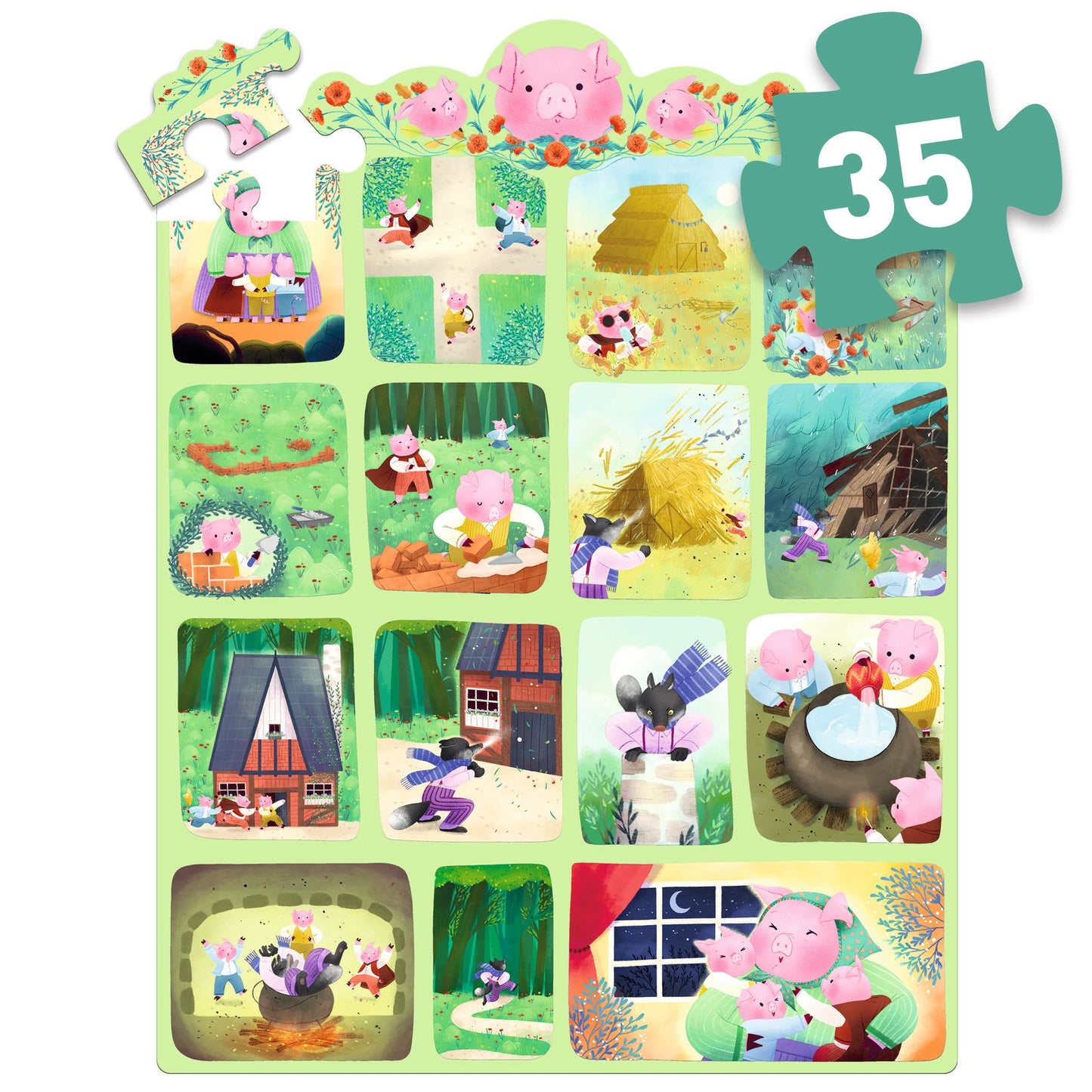 Djeco Story puzzle - Three Little Pigs - 35 pcs
