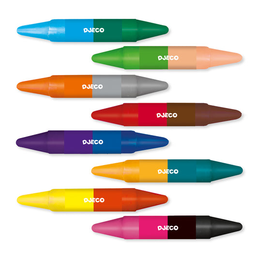 Djeco 8 Double-ended wax crayons
