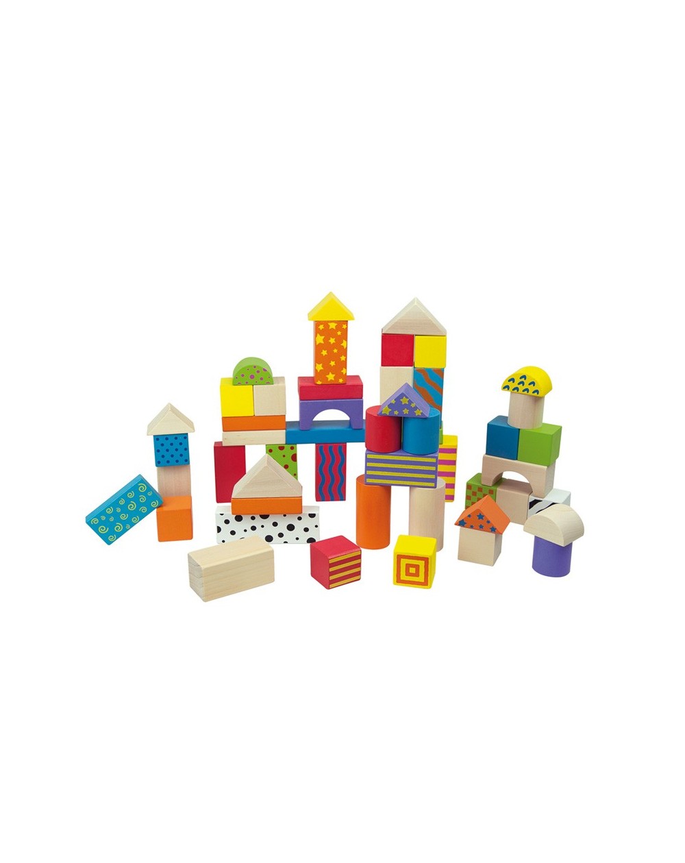 Andreu Toys Wooden Coloured Building Blocks 50 pcs