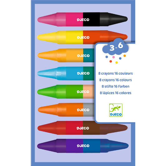 Djeco 8 Double-ended wax crayons